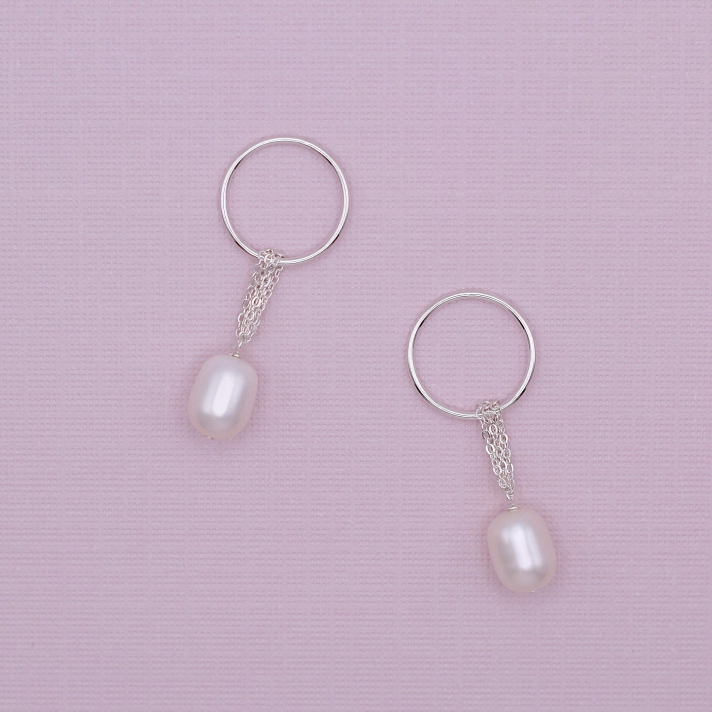 HALO PEARL CHARM EARRINGS - SILVER