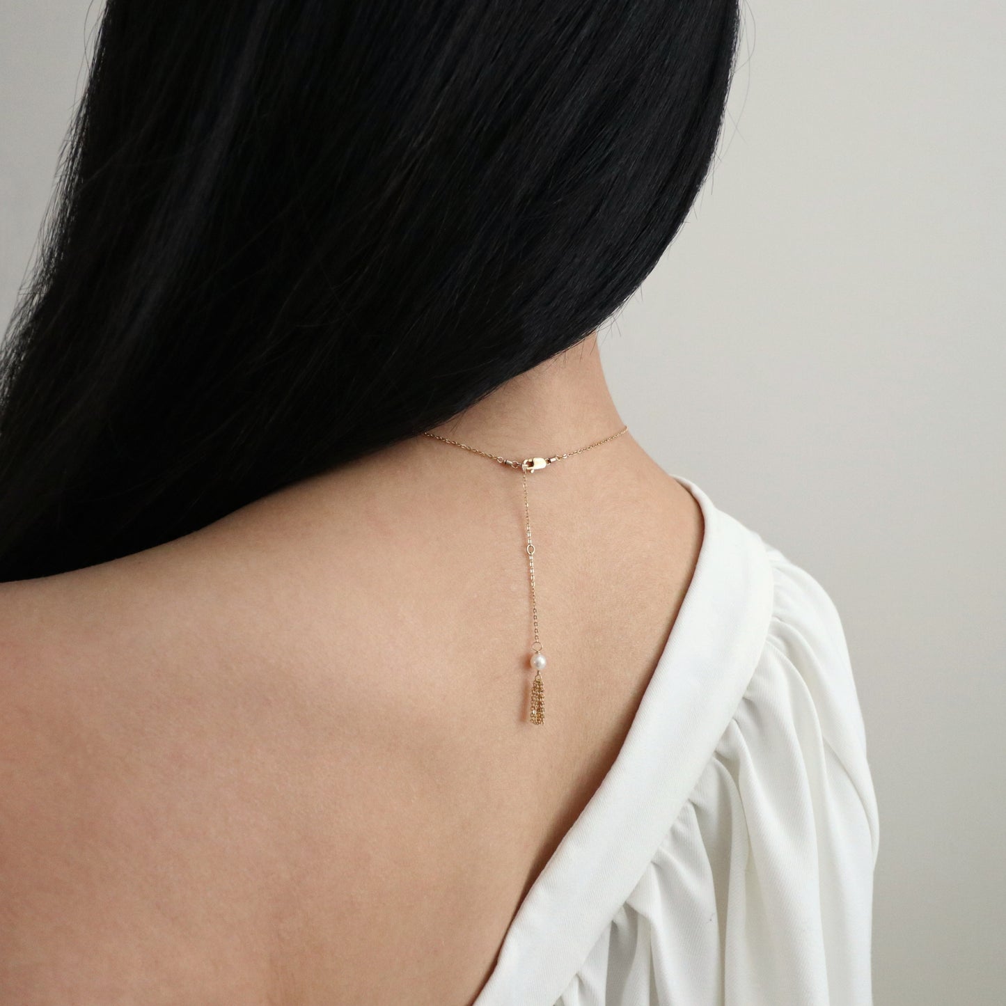 RECTANGULAR PEARL NECKLACE - GOLD