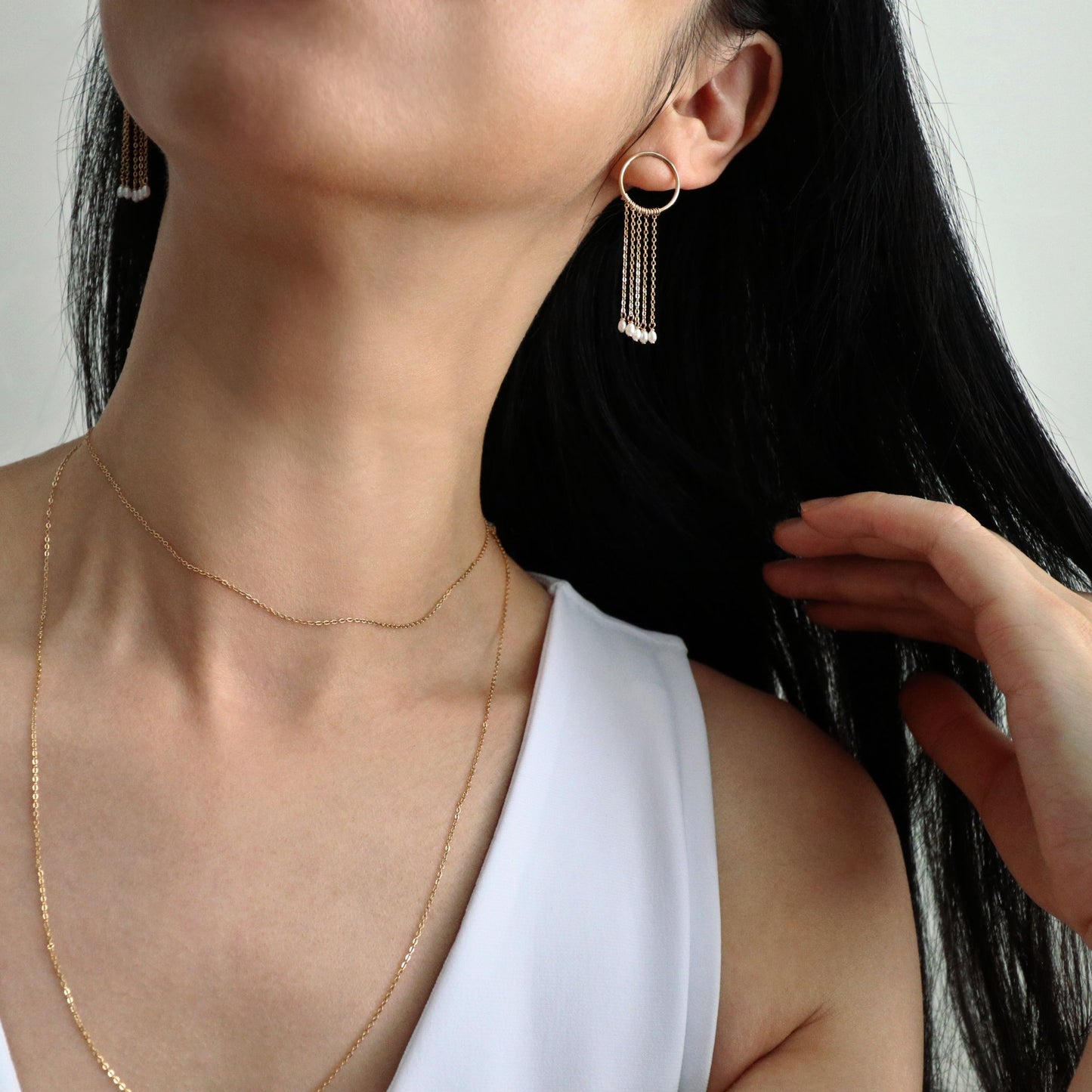 PEARL DROPLETS EARRINGS - GOLD