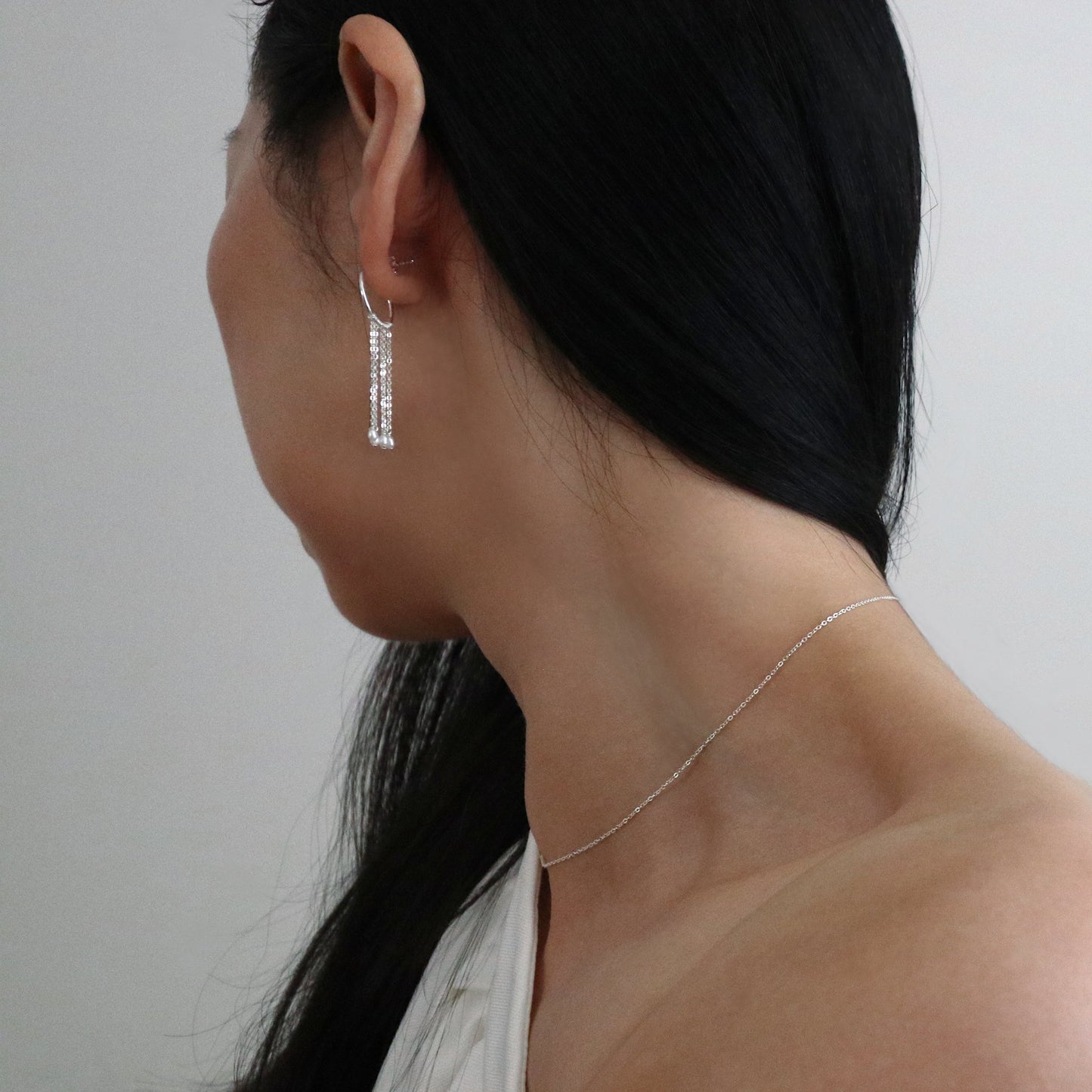 PEARL DROPLETS EARRINGS - SILVER