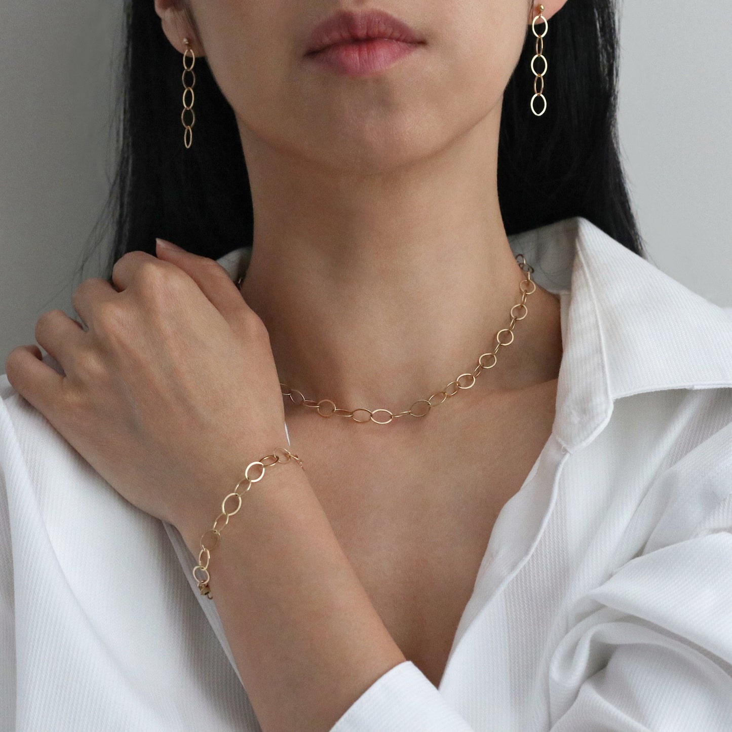 GRAND CABLE CHAIN EARRINGS - GOLD